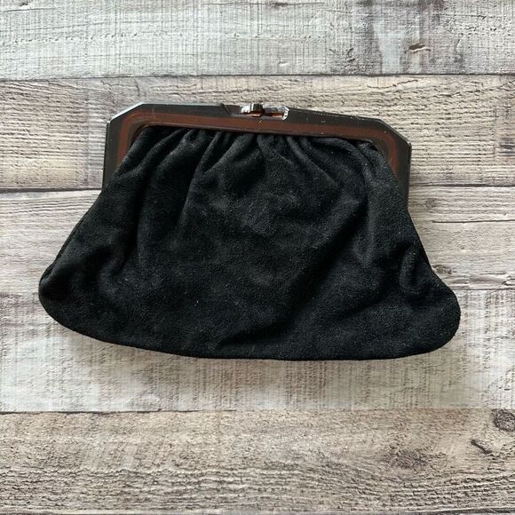 Vintage 50s Capwells Black Hollywood Italian Clutch - Picture 1 of 4